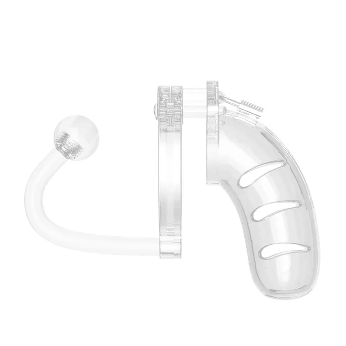 Male Sex Toys Man Cage 11 Male 45 Inch Clear Chastity Cage With Anal Plug Shots Toys