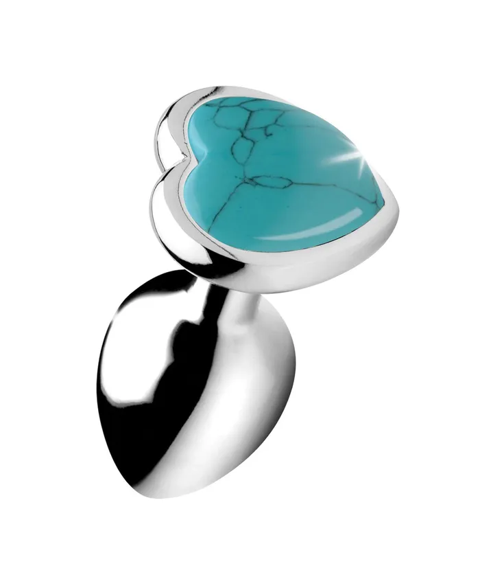 Male Sex Toys Turquoise Heart Anal Plug Medium XR Brands Booty Sparks