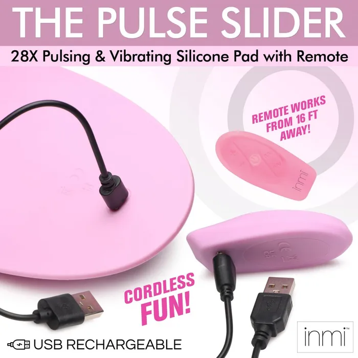 XR Brands Female Sex Toys The Pulse Slider 28X Pulsing and Vibrating Silicone Pad with Remote