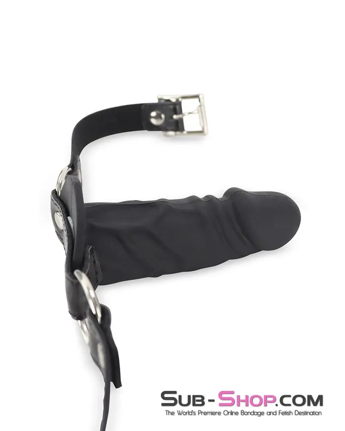 1521DL4 Black Silicone Penis Gag on ORings Straps 4 Gag Idea Anal