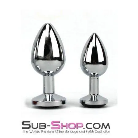 1853M Chromed Aluminum Light Weight Rhinestone Crystal Tipped Butt Plug Medium Moonwell Anal