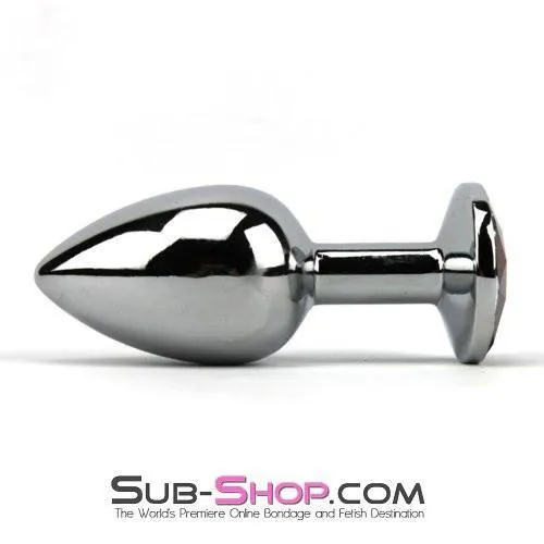 1853M Chromed Aluminum Light Weight Rhinestone Crystal Tipped Butt Plug Medium Moonwell Anal