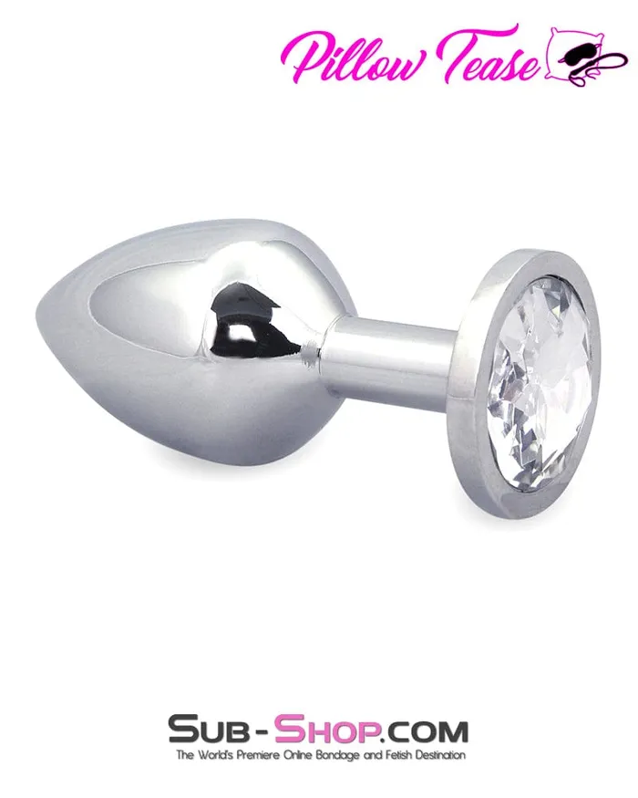 1853M Chromed Aluminum Light Weight Rhinestone Crystal Tipped Butt Plug Medium Moonwell Anal