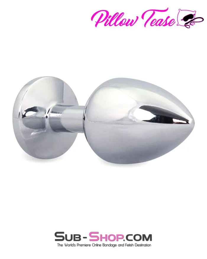 1853M Chromed Aluminum Light Weight Rhinestone Crystal Tipped Butt Plug Medium Moonwell Anal