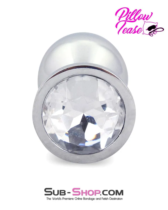 1853M Chromed Aluminum Light Weight Rhinestone Crystal Tipped Butt Plug Medium Moonwell Anal