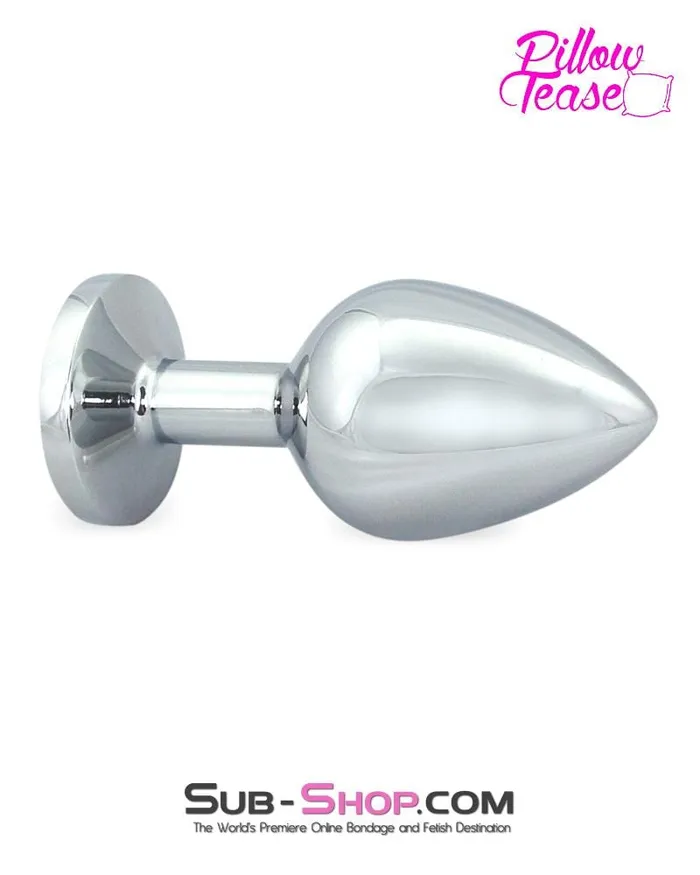 1853M Chromed Aluminum Light Weight Rhinestone Crystal Tipped Butt Plug Medium Moonwell Anal