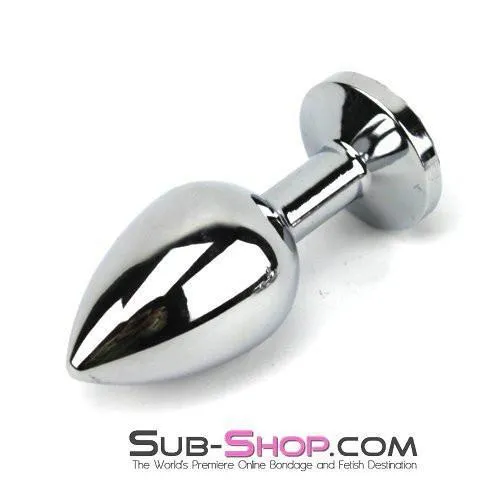 1853M Chromed Aluminum Light Weight Rhinestone Crystal Tipped Butt Plug Medium Moonwell Anal