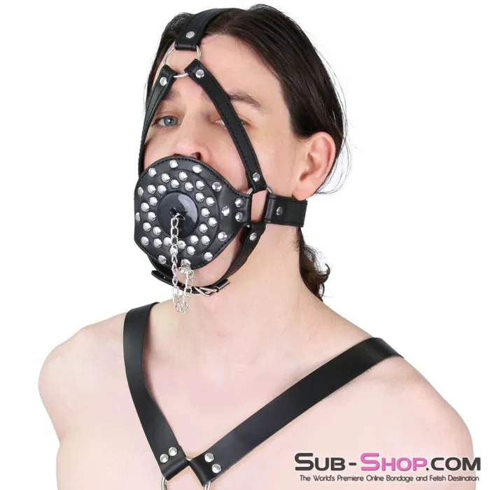 8959DL Plugher Riveted Open Tube Bondage Gag Trainer MEGA Deal Idea Anal