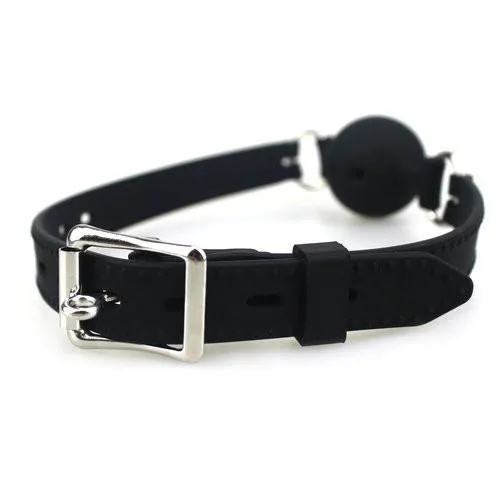 9803M Medium Black Silicone Locking Breather Ball Gag Moonwell Anal