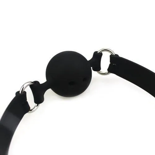 9803M Medium Black Silicone Locking Breather Ball Gag Moonwell Anal
