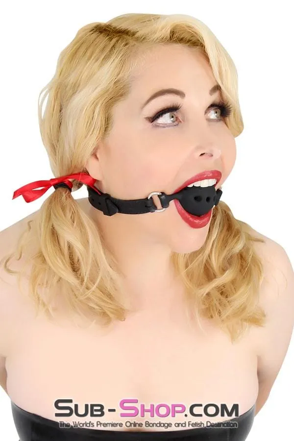 9803M Medium Black Silicone Locking Breather Ball Gag Moonwell Anal