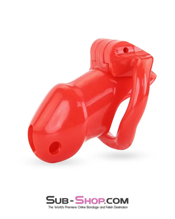 Ali Express Male Sex Toys 0387AE Redhead High Security Locking Short Male Chastity Cock Cage Sensation Device