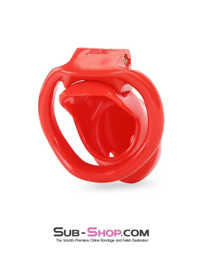 Ali Express Male Sex Toys 0387AE Redhead High Security Locking Short Male Chastity Cock Cage Sensation Device