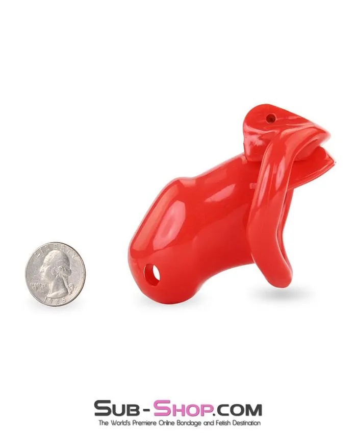 Ali Express Male Sex Toys 0387AE Redhead High Security Locking Short Male Chastity Cock Cage Sensation Device