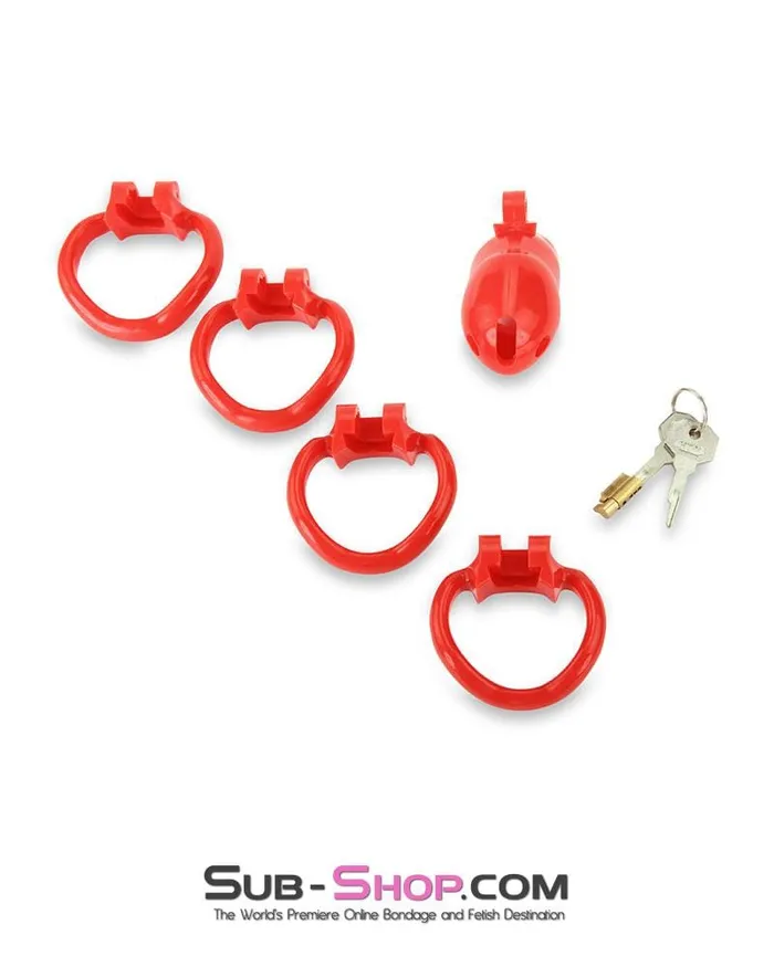 Ali Express Male Sex Toys 0387AE Redhead High Security Locking Short Male Chastity Cock Cage Sensation Device