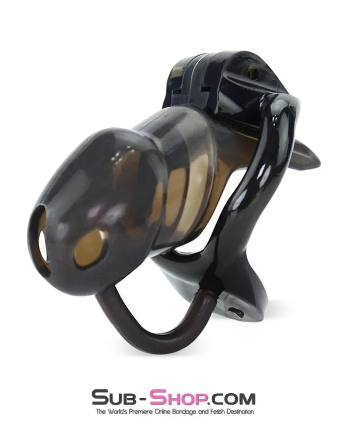 Aria Male Sex Toys 1348AR Short Black Cock Blocker Silicone Locking Male Chastity with Ball Divider