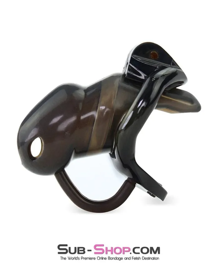 Aria Male Sex Toys 1348AR Short Black Cock Blocker Silicone Locking Male Chastity with Ball Divider