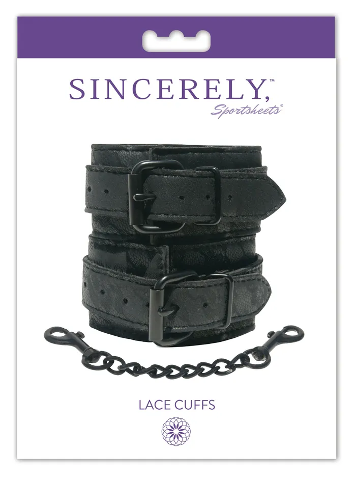 Couples Sportsheets Fun Lace Handcuffs with Stylish Black Metal Buckles