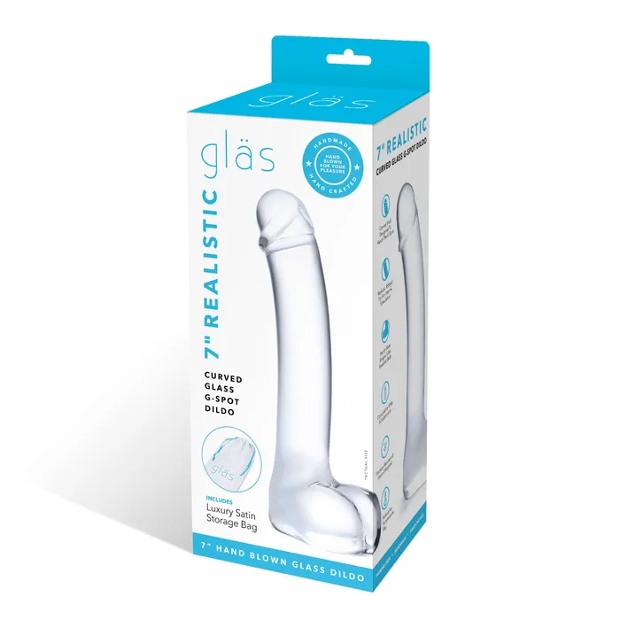 Electric Novelties Dildos 7 Inch Realistic Curved Glass GSpot Dildo Clear