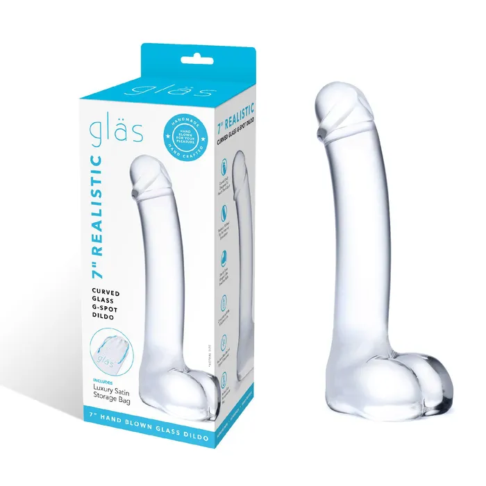 Electric Novelties Dildos 7 Inch Realistic Curved Glass GSpot Dildo Clear
