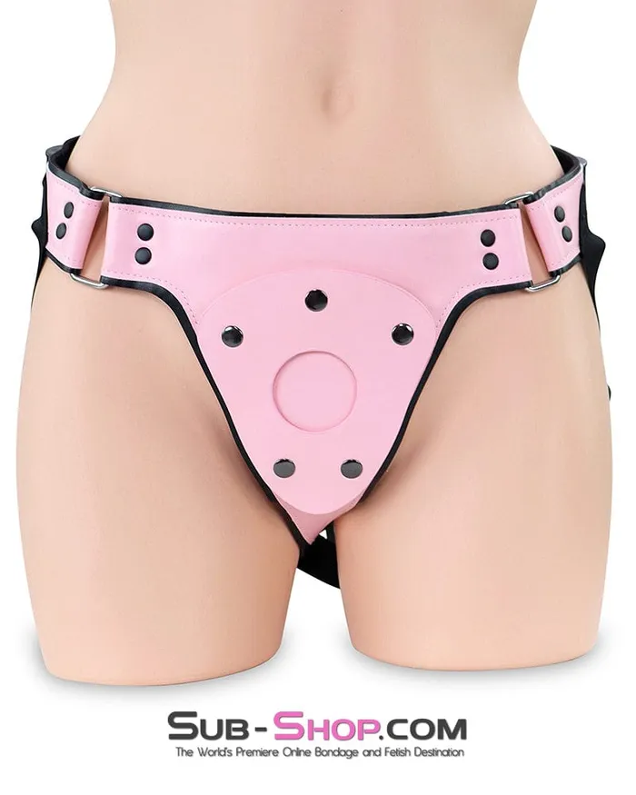 Female Sex Toys 8873DLSIS Femme Domme Pretty Pink Sissy Boi Professional Dominatrix and Black Strap on Harness Moonwell