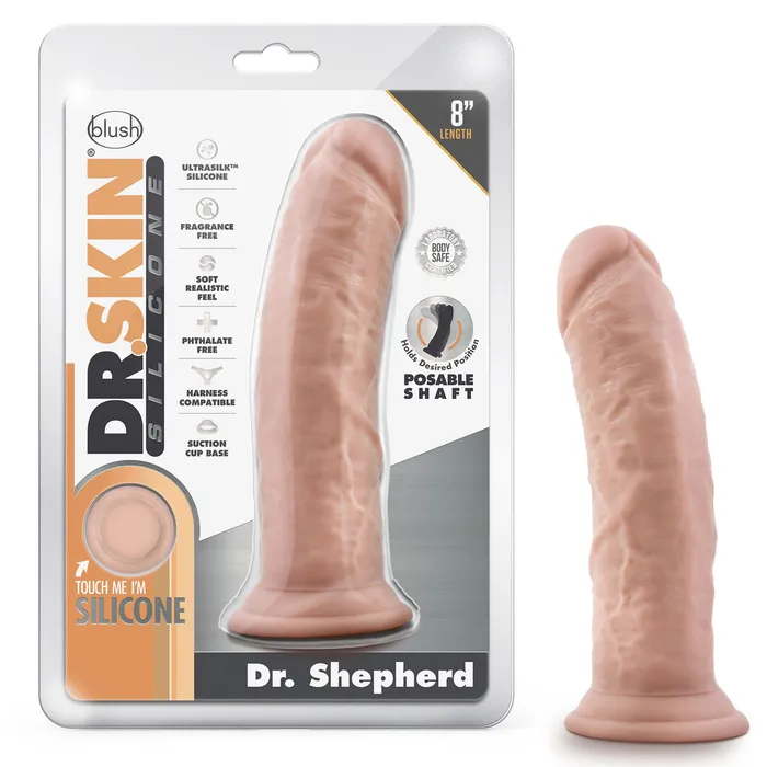 Female Sex Toys Blush Dr Skin Silicone Dr Shepherd 8 Inch Dildo With Suction Cup Vanilla