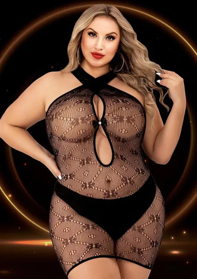 Halter Top Mini Dress Queen Size Black Lapdance Anal