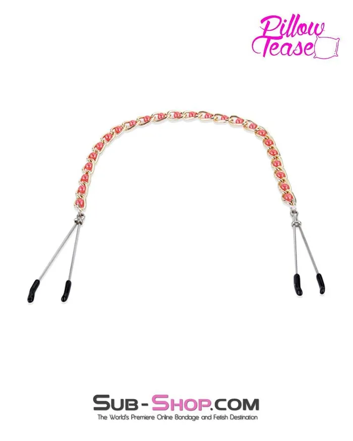 Idea Anal 1488RSSIS Sissy Boi Pink Sissy Training Beaded Gold Standard Beaded Jewel Tweezer Clamps