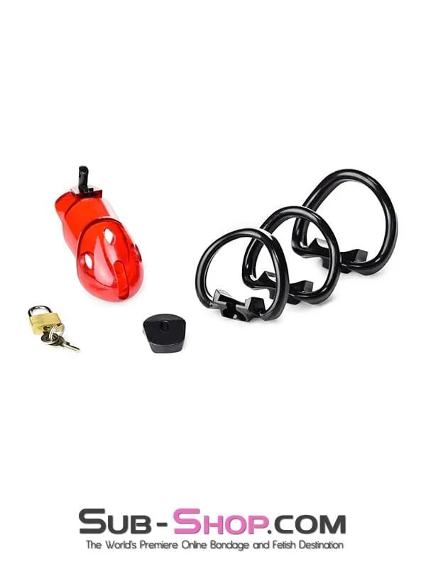 Male Sex Toys Aria 2619R Caught Red Handed Locking Cock Ball Chastity Set