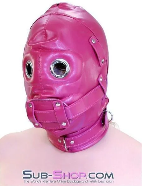 Male Sex Toys Idea 9719DL Deep Throat Locking Hood with Removable Blindfold and 4 Penis Gag