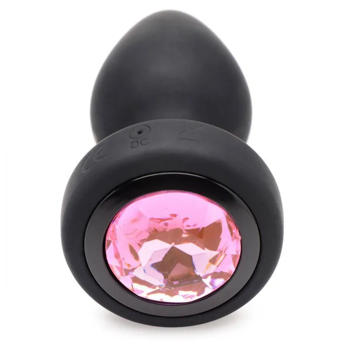 Male Sex Toys XR Brands 28x Silicone Vibrating Pink Gem Anal Plug With Remote Small