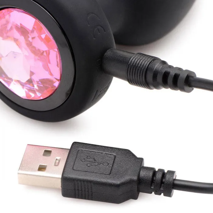 Male Sex Toys XR Brands 28x Silicone Vibrating Pink Gem Anal Plug With Remote Small