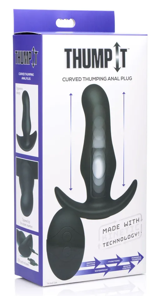 Male Sex Toys Xr Brands Ass Thumper Thumping Silicone Butt Plug with Remote Control and 7 Vibration Functions