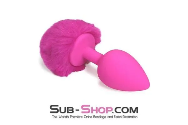 Moonwell Anal 4451M Somebunny Loves You Pink Powder Puff Bunny Tail Large Pink Silicone Plug LAST CHANCE Final Closeout