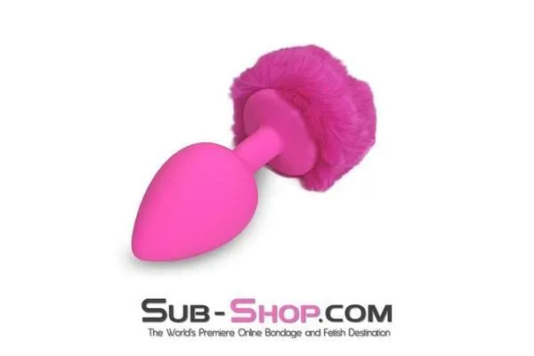 Moonwell Anal 4451M Somebunny Loves You Pink Powder Puff Bunny Tail Large Pink Silicone Plug LAST CHANCE Final Closeout