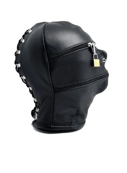 Moonwell Male Sex Toys 9773M Zipper Head Locking Zipper Eyes and Mouth Slave Hood