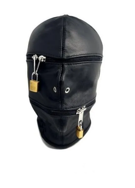 Moonwell Male Sex Toys 9773M Zipper Head Locking Zipper Eyes and Mouth Slave Hood