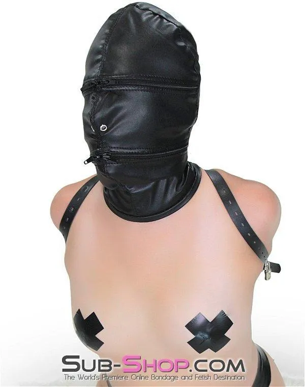 Moonwell Male Sex Toys 9773M Zipper Head Locking Zipper Eyes and Mouth Slave Hood