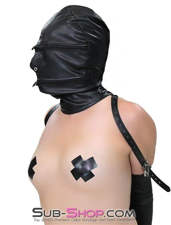 Moonwell Male Sex Toys 9773M Zipper Head Locking Zipper Eyes and Mouth Slave Hood