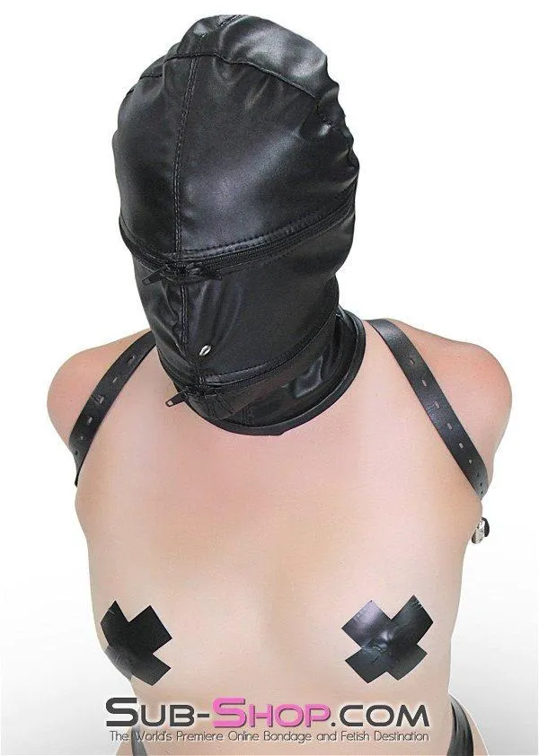 Moonwell Male Sex Toys 9773M Zipper Head Locking Zipper Eyes and Mouth Slave Hood