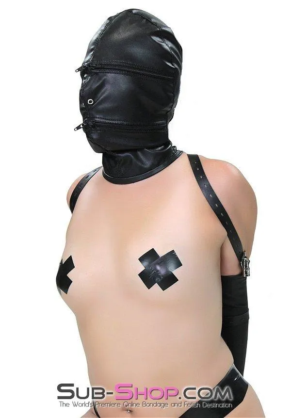 Moonwell Male Sex Toys 9773M Zipper Head Locking Zipper Eyes and Mouth Slave Hood