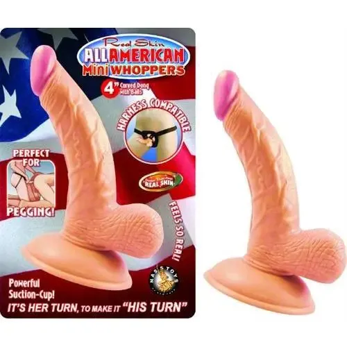 Nasstoys Dildos All American Mini Whoppers 4Inch Curved Dong With Balls Flesh Nasstoys Dildos All American Mini Whoppers 4Inch Curved Dong With Balls Flesh