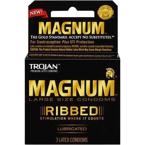 Paradise Marketing Trojan Magnum Ribbed 3 Pack Male Sex Toys