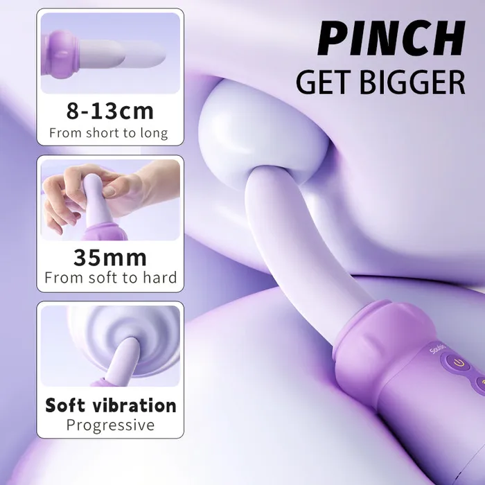 Female Sex Toys Lurevibe Soulsis Pinch Mushroom Dildo Vibrator With 5cm Telescopic Vibrating Modes