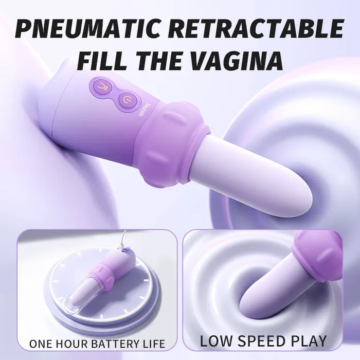 Female Sex Toys Lurevibe Soulsis Pinch Mushroom Dildo Vibrator With 5cm Telescopic Vibrating Modes