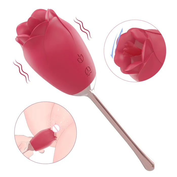 Lurevibe Female Sex Toys Silicone Rose Vibrator With Tongue Lickingfor Women Lurevibe Female Sex Toys Silicone Rose Vibrator With Tongue Lickingfor Women