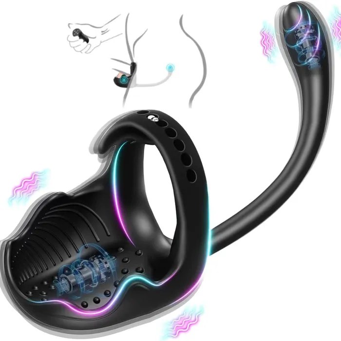 Lurevibe Male Sex Toys 3in1 Vibrating Testicle Taint Anal Stimulator with Adjustable Vibrating Cock Ring Lurevibe Male Sex Toys 3in1 Vibrating Testicle Taint Anal Stimulator with Adjustable Vibrating Cock Ring