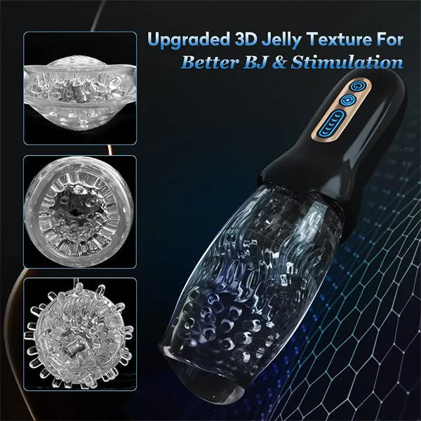Male Sex Toys Lurevibe Lurevibe Gawk Gawk 3000 MAX Rotating Vibrating Telescopic Blowjob Masturbator