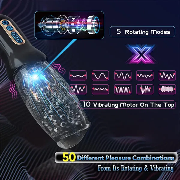 Male Sex Toys Lurevibe Lurevibe Gawk Gawk 3000 MAX Rotating Vibrating Telescopic Blowjob Masturbator
