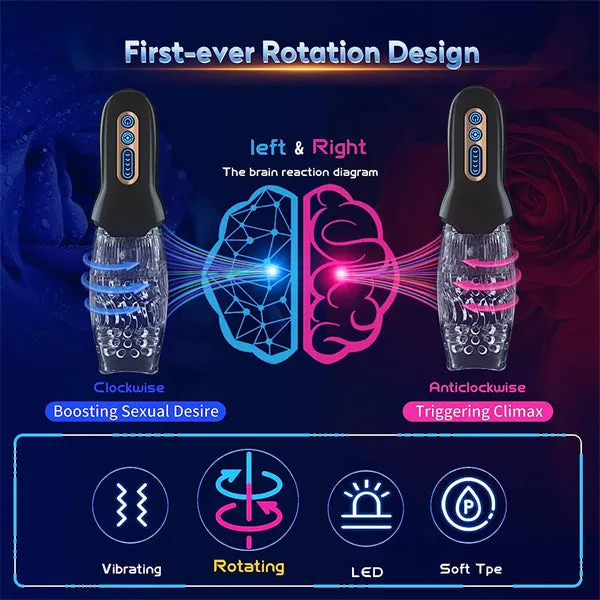 Male Sex Toys Lurevibe Lurevibe Gawk Gawk 3000 MAX Rotating Vibrating Telescopic Blowjob Masturbator